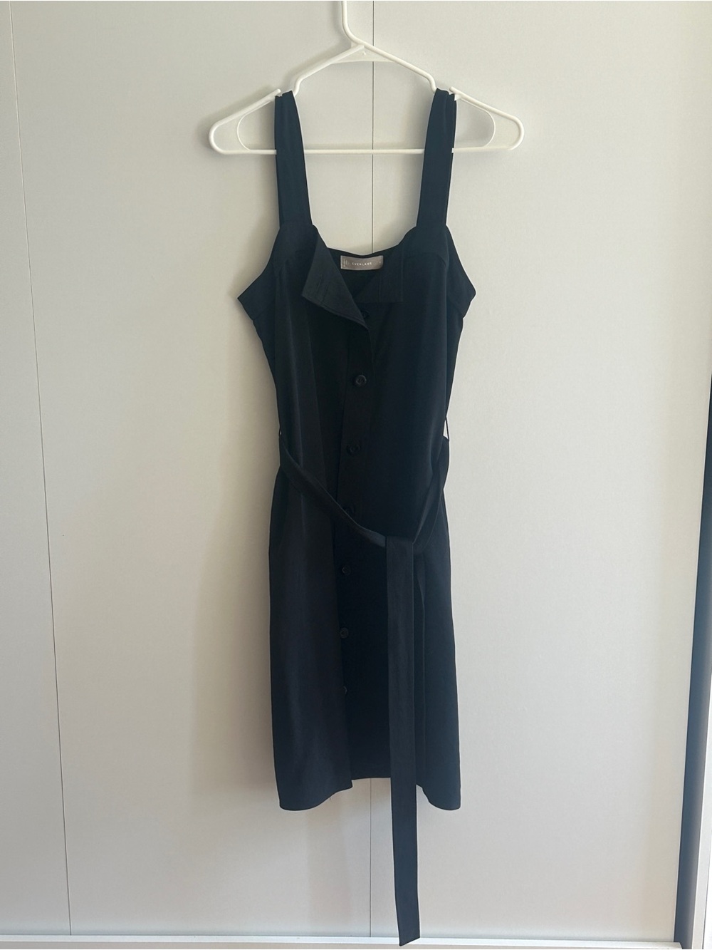 Everlane Black Button Up Dress with Waist Tie